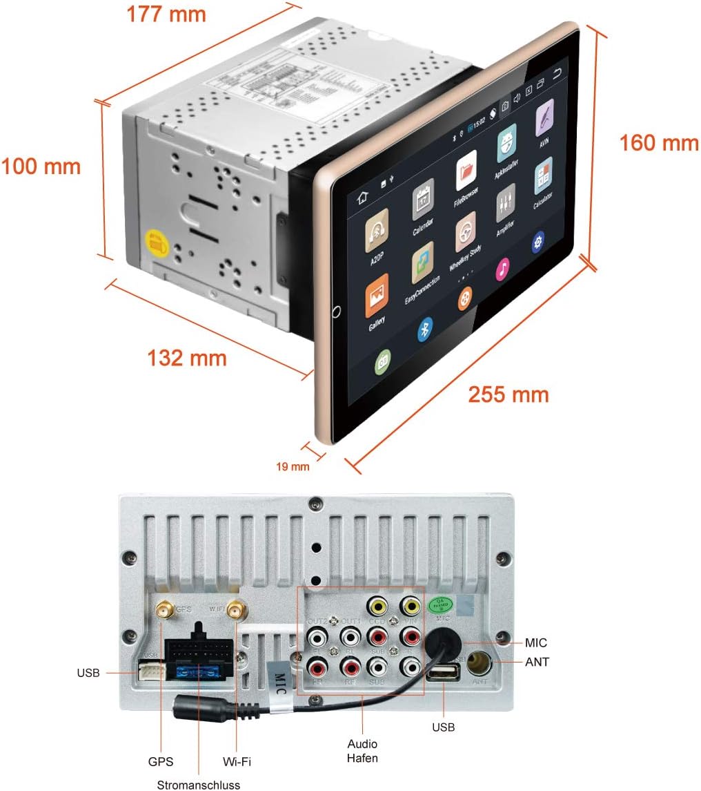 Amaseaudio Android 10 Autoradio, DSP+, 10.1" 90 gedreht Touchscreen, 2 Din für Universal, DSP+, Unte