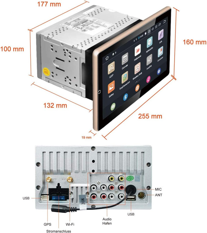 Amaseaudio Android 10 Autoradio, DSP+, 10.1" 90 gedreht Touchscreen, 2 Din für Universal, DSP+, Unte