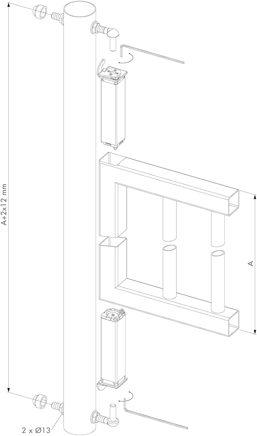 1 Paar Federstangen L = 150 mm / 40 x 40 cm