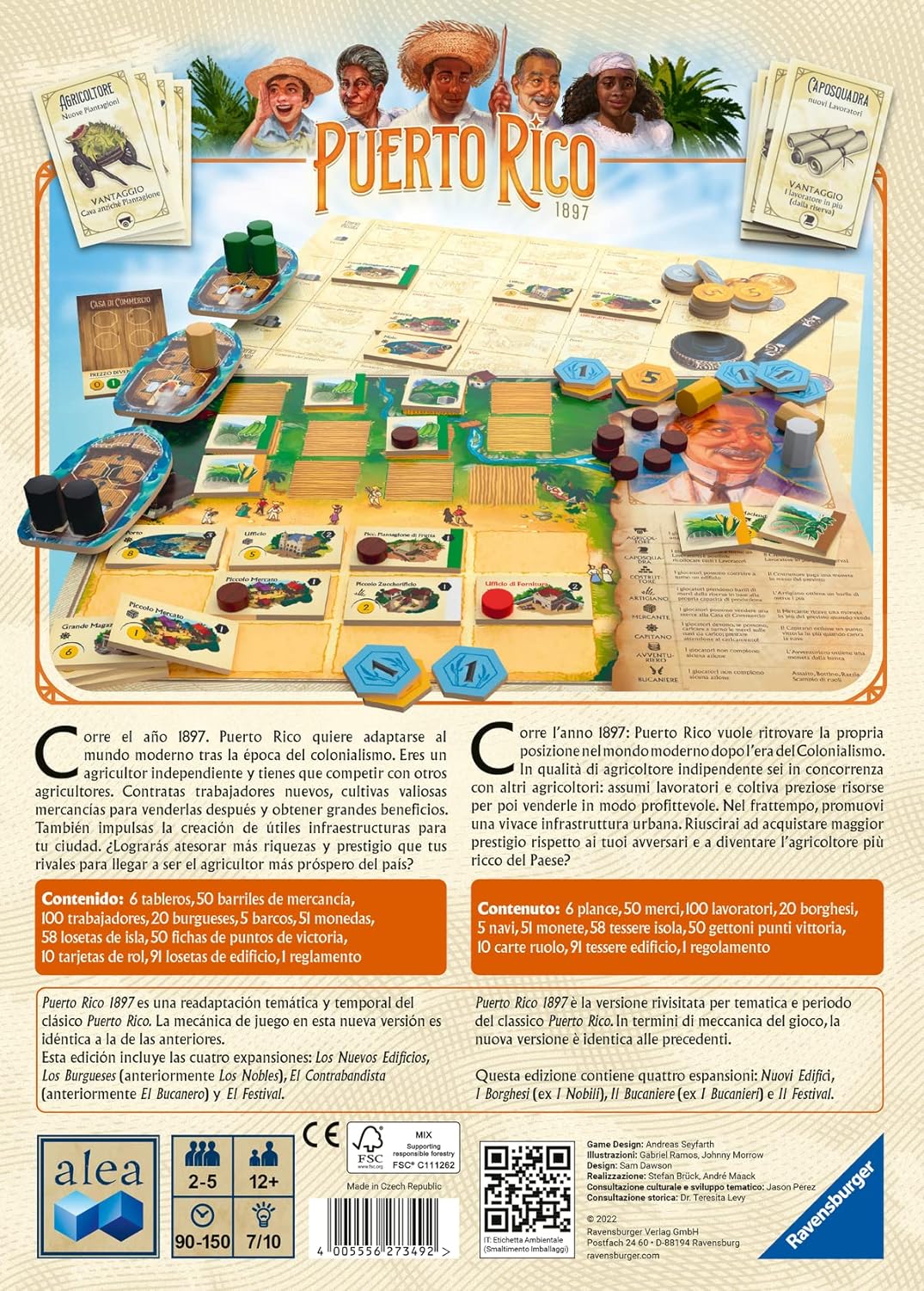 Ravensburger - Alea Puerto Rico 1897, italienische Version, Strategiespiel, 2-5 Spieler, 12+ Jahre