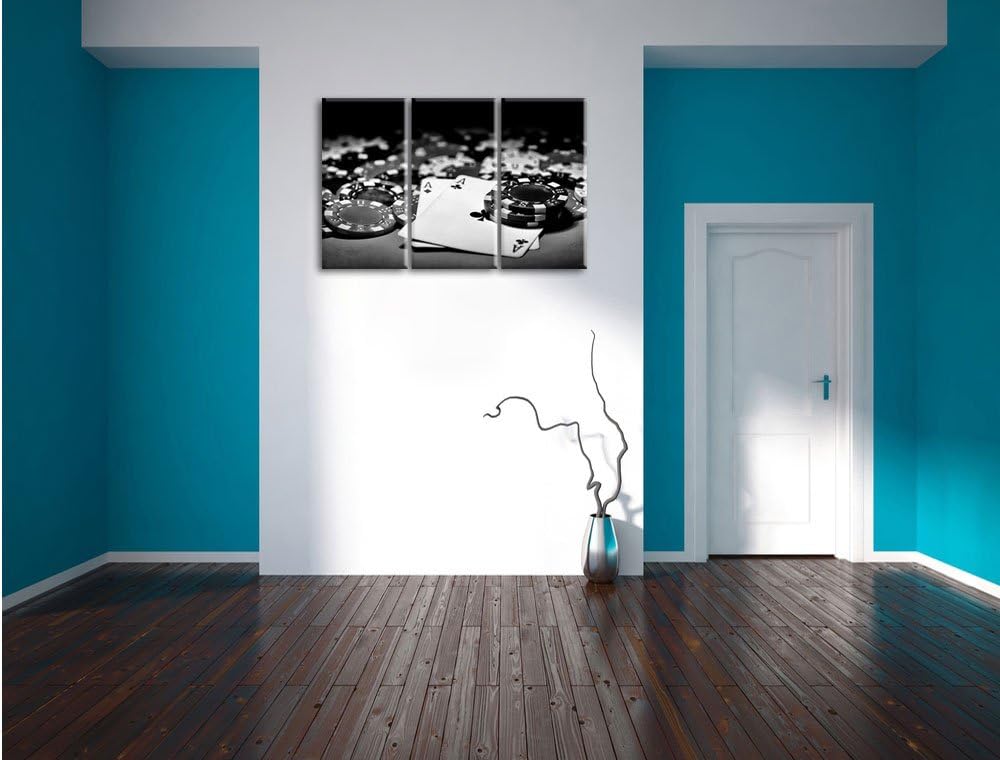 Pixxprint Spielkarten als Leinwandbild | Grösse: 3 Teilig (120x80) | Wandbild| Kunstdruck | fertig b
