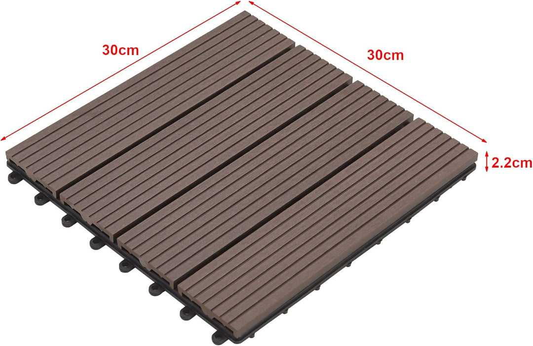 [en.casa] WPC Fliesen Schramberg 11er Set 1m² Terrassenfliesen witterungsbeständig Balkonfliesen rut