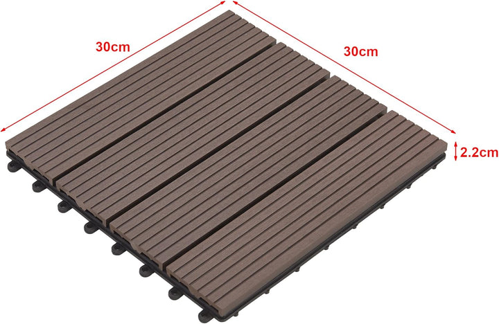 [en.casa] WPC Fliesen Schramberg 11er Set 1m² Terrassenfliesen witterungsbeständig Balkonfliesen rut