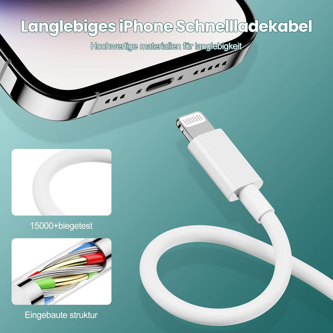 iPhone 13 14 Pro Ladegerät Original Apple,2Pack Schnellladegerät mit 2M USB C to Lightning Ladekabel