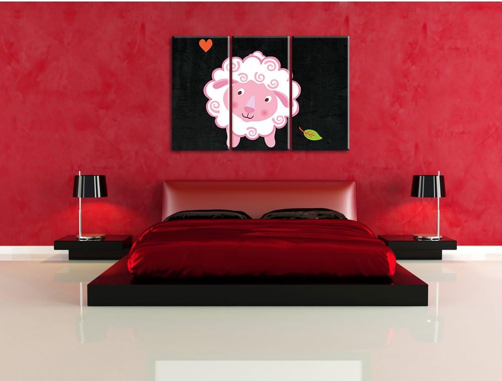 Pixxprint Niedliches Schaf als Leinwandbild/Grösse: 3 Teilig (120x80) cm/Wandbild/Kunstdruck/fertig