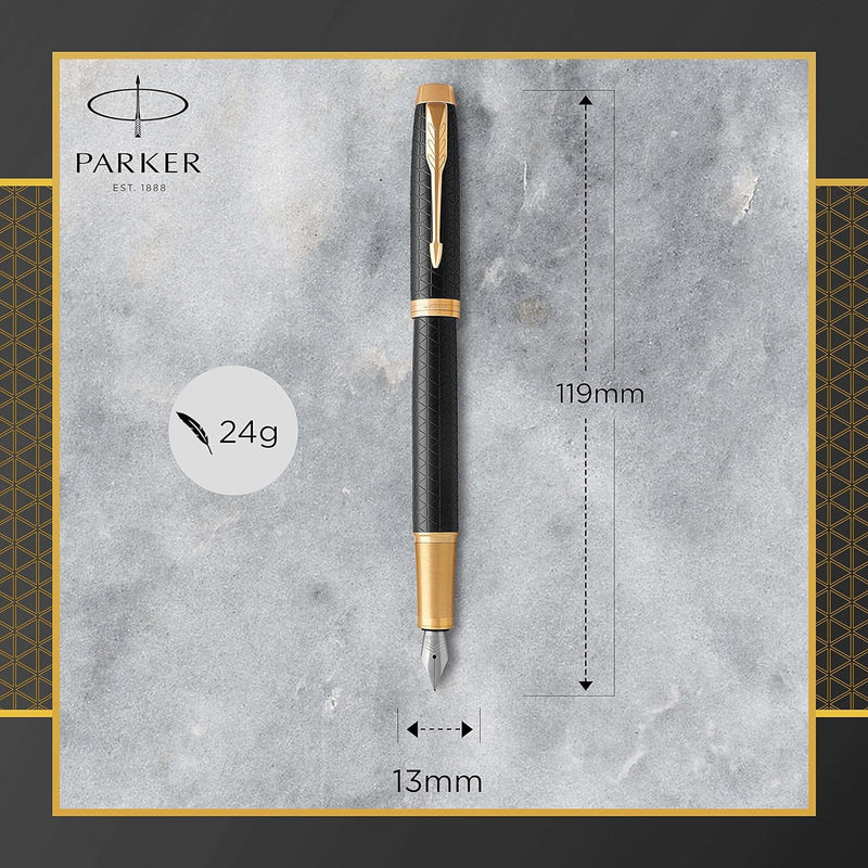 Parker IM Füller | Premium Black | Füllfederhalter mit feiner Feder | blaue Tinte | Geschenkbox Prem