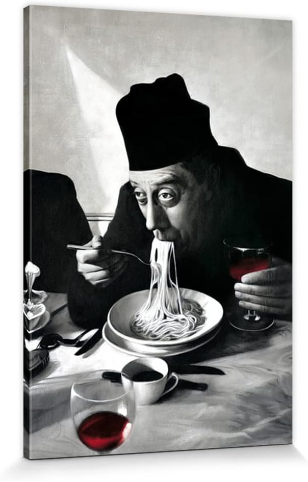 1art1 Kochkunst Poster Spaghetti, Rotwein, Don Camillo Bilder Leinwand-Bild Auf Keilrahmen | XXL-Wan