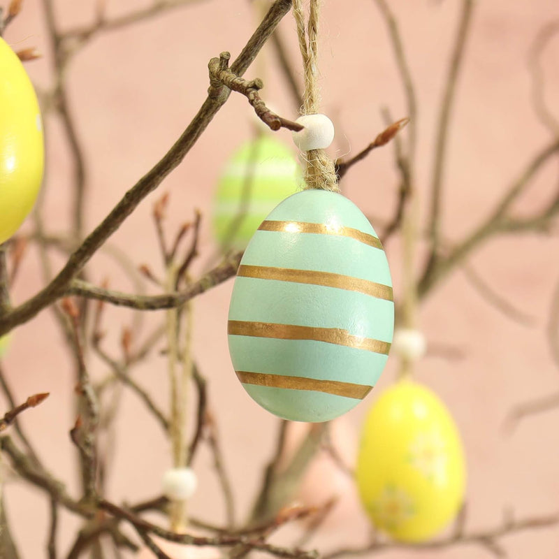 com-four® 24x Ostereier zum Aufhängen - Osterdeko aus Holz in tollen Farben - Deko Ostereier mit sch