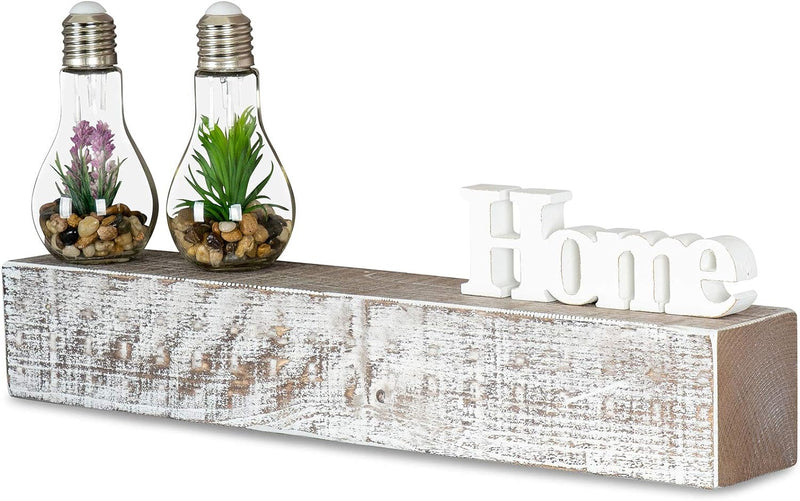 levandeo Wandregal Holz Massiv 60x10cm Shabby Chic Wandboard Vintage Rustikal Design Natur Regal Bor