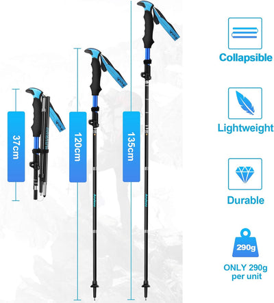 Anykuu Wanderstöcke Trekkingstöcke Faltbar Nordic Walking Stöcke 7075 Aluminium Klappstab Teleskop V