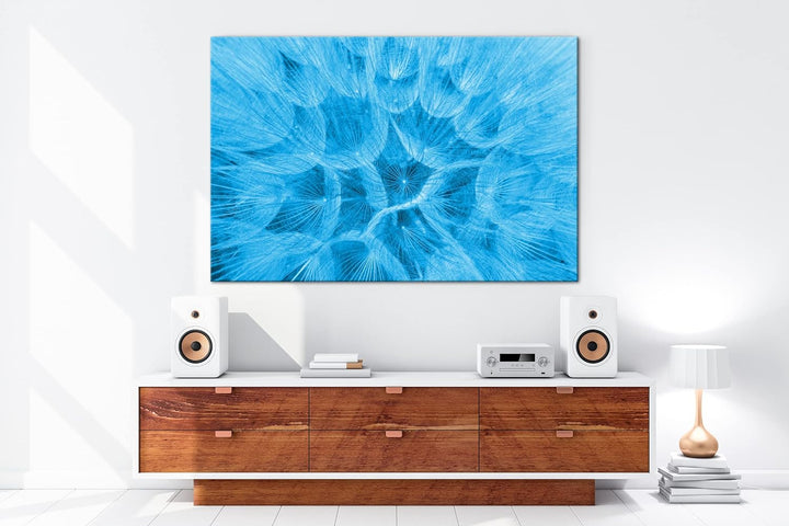deyoli innere einer Pusteblume Format 80x60 Effekt: Monocrome Blau als Leinwandbild, Motiv fertig ge
