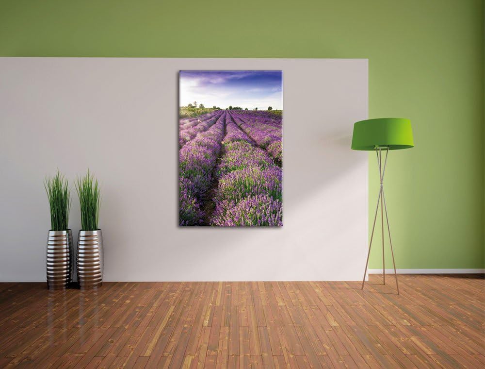 Lavendelfeld Provence, Format: 100x70 auf Leinwand, XXL riesige Bilder fertig gerahmt mit Keilrahmen