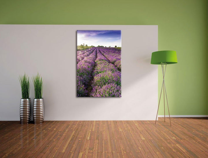 Lavendelfeld Provence, Format: 100x70 auf Leinwand, XXL riesige Bilder fertig gerahmt mit Keilrahmen