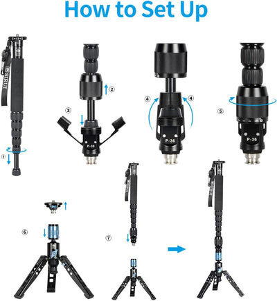 SIRUI P-36 Kit, Aluminium Stativsockel und Adapter, Einbeinstativsockel mit Schnellverschluss, passe