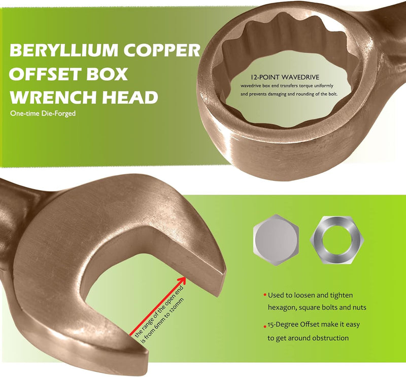 WEDO Nicht funkelnd Maul-Ringschlüssel,Gabelringschlüssel,Berylliumkupfer,17mm,Länge 195mm,Nicht mag