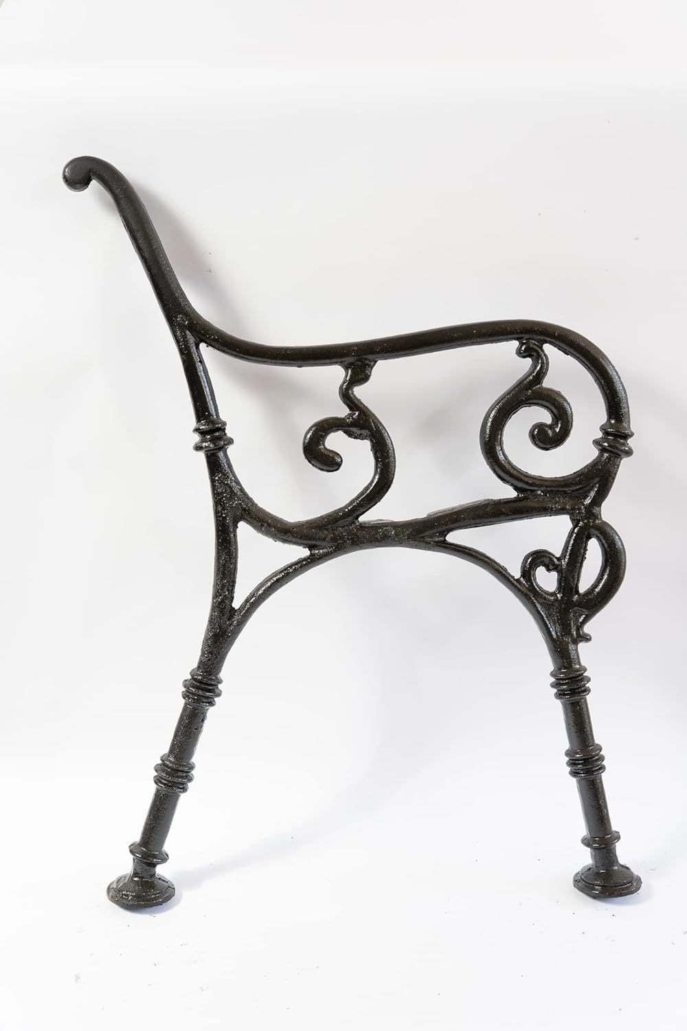 SEZAM Bankfüsse aus Gusseisen Schwarz x 2 Stück, mit Rückenlehne & Armstütze - 54,5 x 35 x 75 cm, fü