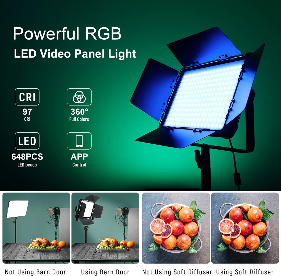 VILTROX RGB LED Videoleuchte Fotografie Beleuchtung mit APP Steuerung 360° Vollfarbe 30W Dimmbar Zwe