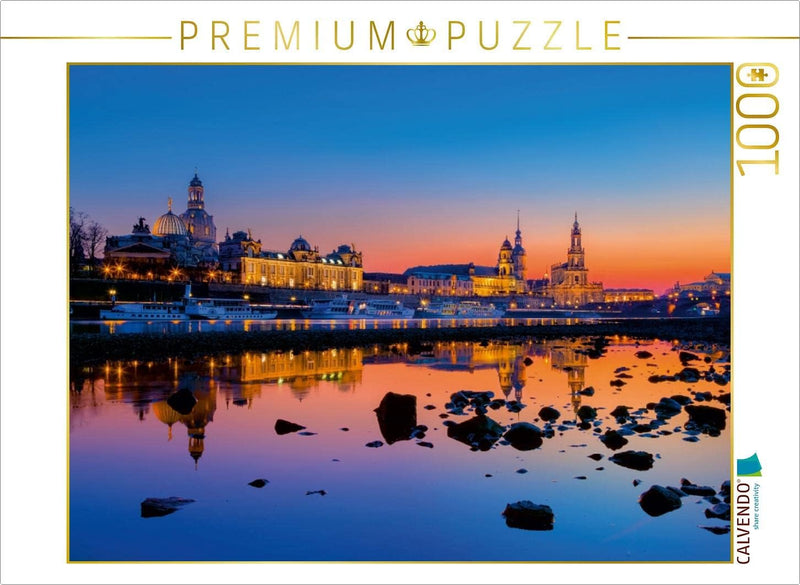 CALVENDO Puzzle Dresden am Abend 1000 Teile Lege-Grösse 64 x 48 cm Foto-Puzzle Bild von Stefan Becke