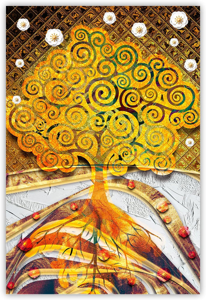 Feeby Bilder Baum des Lebens Gustav Klimt XXL 60x90 cm 1Teilig Wandbilder Leinwandbilder Bild auf Le