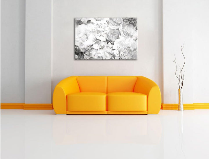 Pixxprint prachtvoller Blumenstrauss Kunst / 100x70cm Leinwandbild bespannt auf Holzrahmen/Wandbild