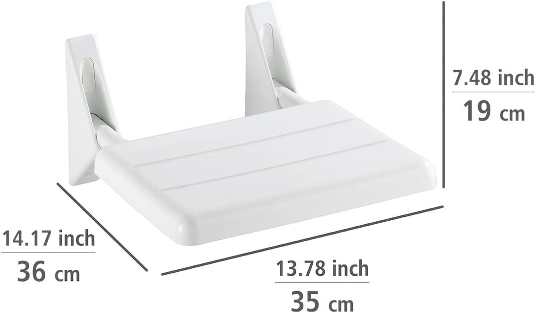 WENKO Duschklappsitz Secura - Duschsitz zum Klappen, 120 kg Tragkraft, Kunststoff (ABS), 35 x 19 x 3