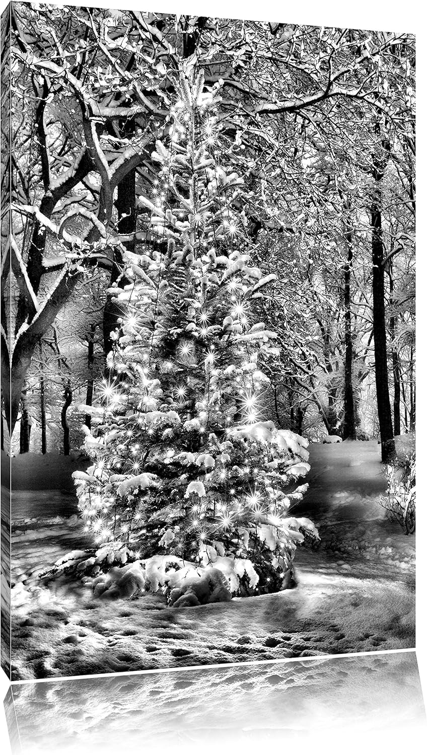 Pixxprint Leuchtender Weihnachtsbaum als Leinwandbild/Grösse: 100x70 cm/Wandbild/Kunstdruck/fertig b