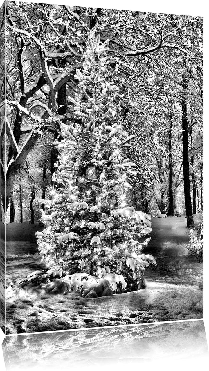 Pixxprint Leuchtender Weihnachtsbaum als Leinwandbild/Grösse: 100x70 cm/Wandbild/Kunstdruck/fertig b