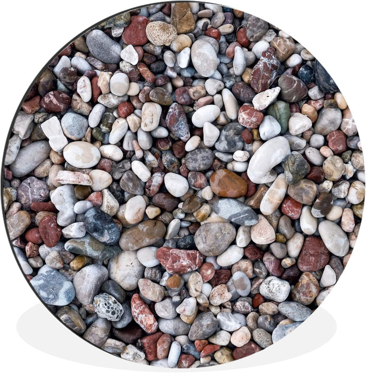 MuchoWow Wandbild Rund Wanddeko Deko Wohnzimmer Bilder 60x60 cm Naturstein - Schotter - Steine, 60x6