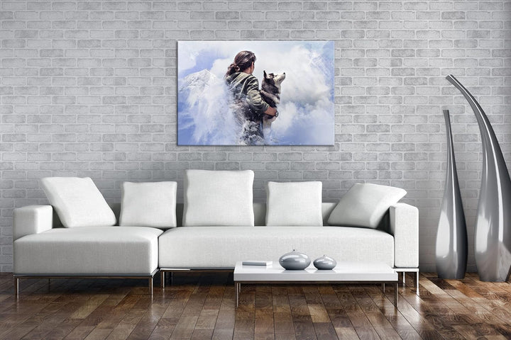deyoli edler Husky Format: 80x60 als Leinwand, Motiv fertig gerahmt auf Echtholzrahmen, Hochwertiger
