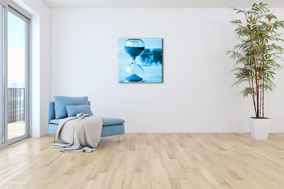 deyoli Elegante Sanduhr auf Einer Zeitung im Format: 70x70 Effekt: Zeichnung als Leinwandbild, Motiv
