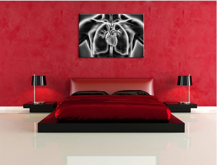 Pixxprint Herz des Menschen / 100x70cm Leinwandbild bespannt auf Holzrahmen/Wandbild Kunstdruck Deko