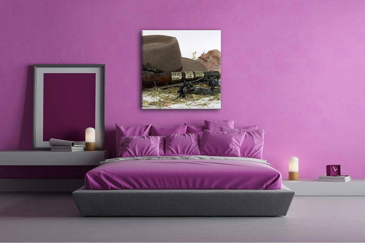 deyoli Wilder Westen Format: 60x60 als Leinwand, Motiv fertig gerahmt auf Echtholzrahmen, Hochwertig