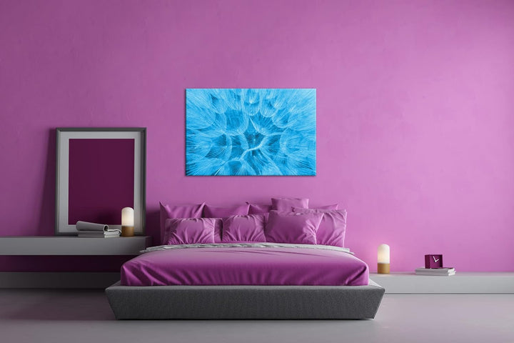 deyoli innere einer Pusteblume Format 80x60 Effekt: Monocrome Blau als Leinwandbild, Motiv fertig ge