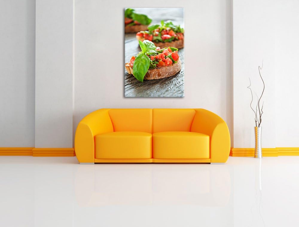 Köstliche Tomaten Bruchetta Format: 100x70 auf Leinwand, XXL riesige Bilder fertig gerahmt mit Keilr