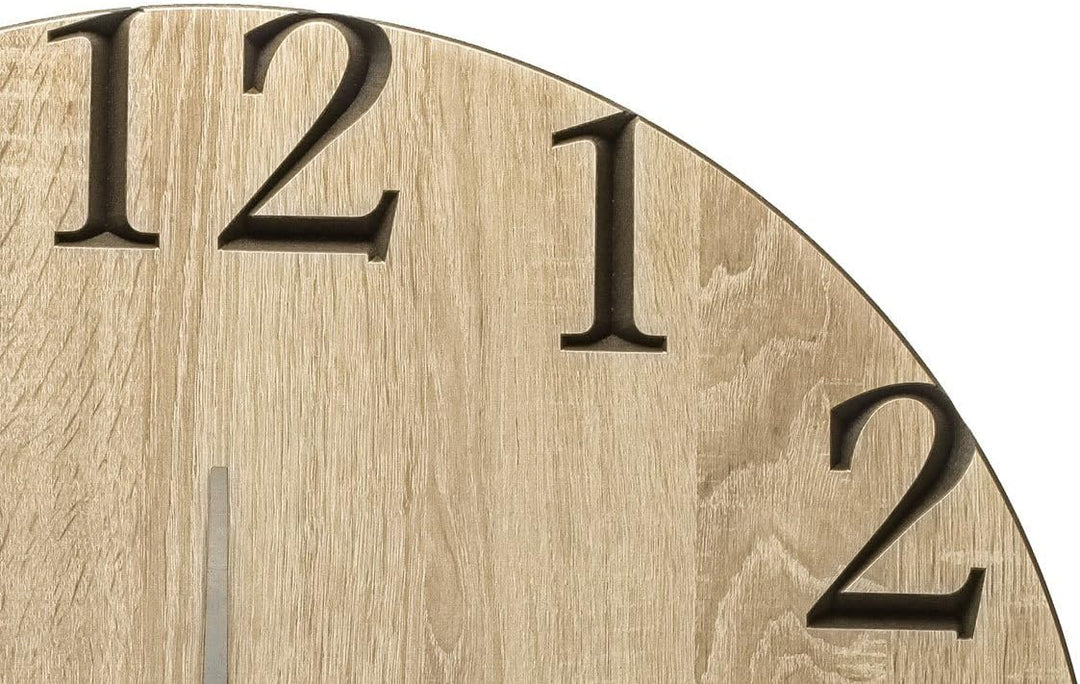 levandeo Wanduhr 60cm rund Holz Markenuhr Klassische Ziffern Sonoma Eiche Made in Germany 60cm Eiche
