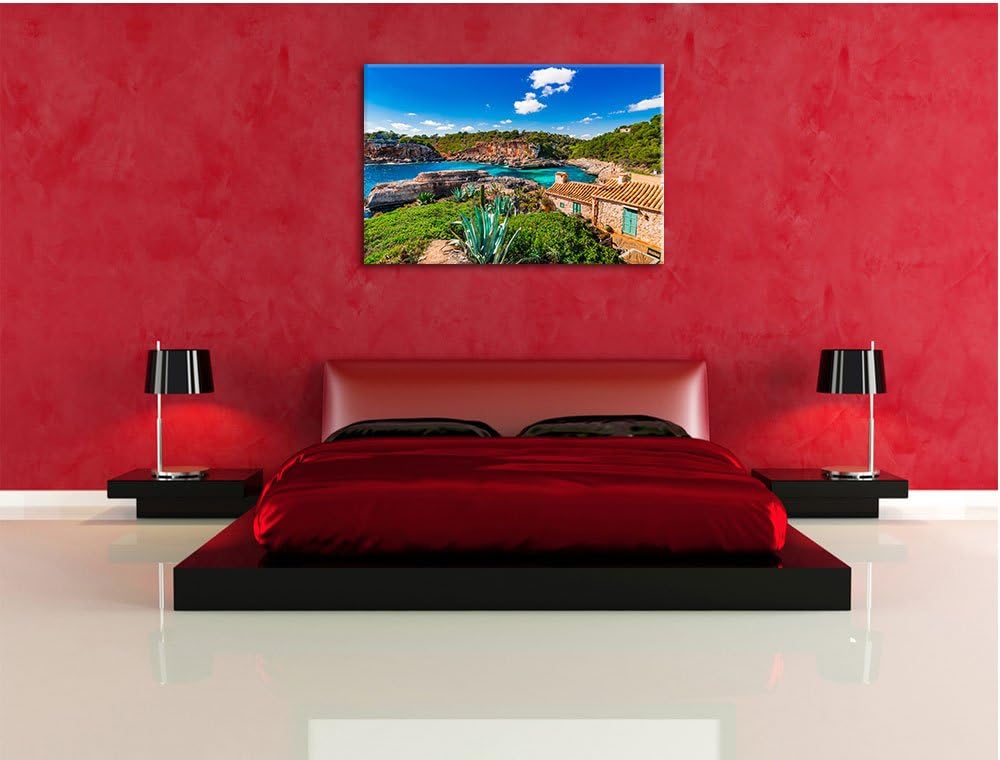 Pixxprint Ferienhaus an der Küste als Leinwandbild/Grösse: 100x70 cm/Wandbild/Kunstdruck/fertig besp