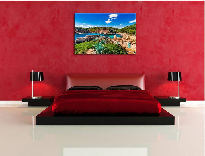 Pixxprint Ferienhaus an der Küste als Leinwandbild/Grösse: 100x70 cm/Wandbild/Kunstdruck/fertig besp