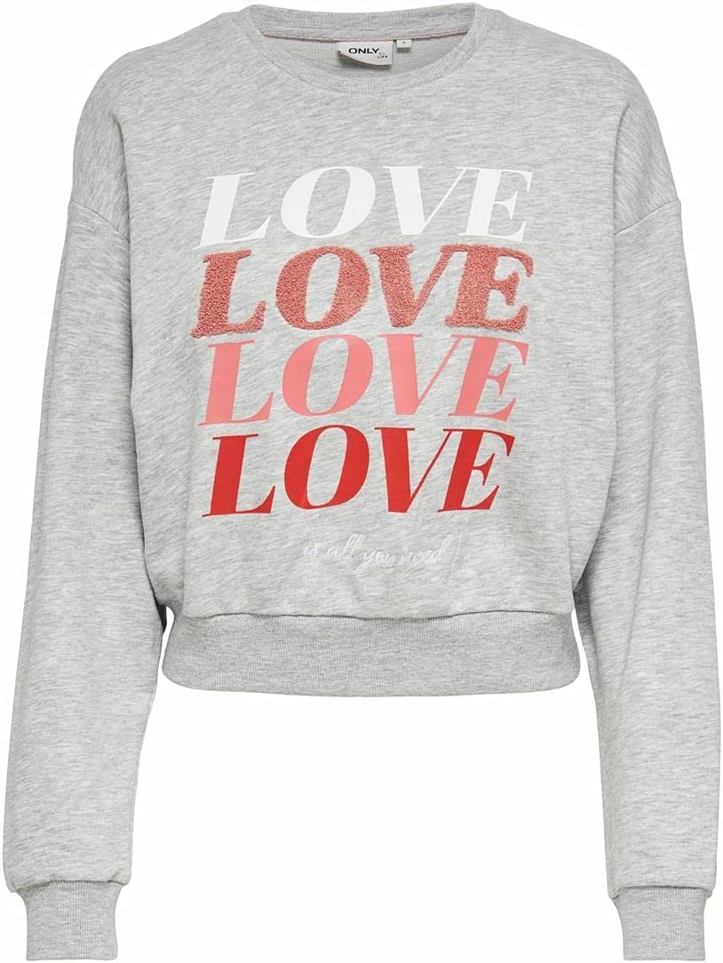 ONLY Female Sweatshirt Statement Llight Grey Melange
