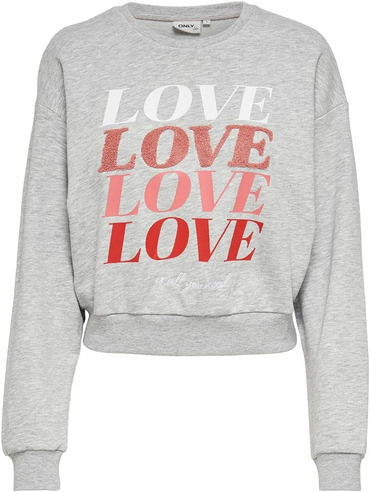 ONLY Female Sweatshirt Statement Llight Grey Melange