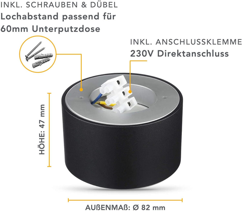 lambado® LED Aufbaustrahler flach mit schöner Lichtfläche - Set inkl. LED GX53 mit 6W 230V warmweiss