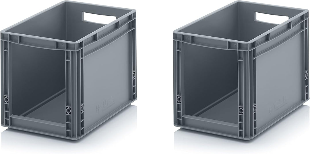 2x Euro Sichtlagerkasten 40 x 30 x 32 cm inkl. gratis Zollstock * Eurobehälter mit Fenster, 2er Set