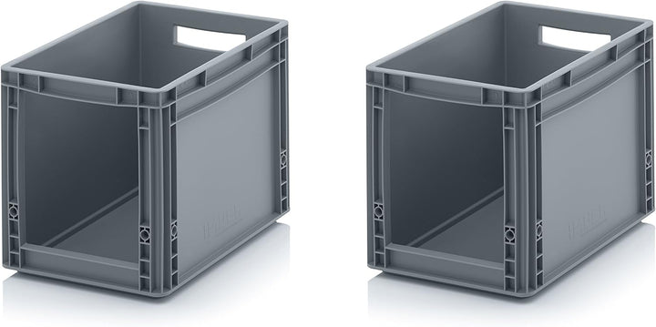 2x Euro Sichtlagerkasten 40 x 30 x 32 cm inkl. gratis Zollstock * Eurobehälter mit Fenster, 2er Set