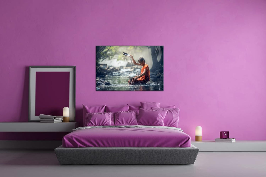 deyoli Buddhistischer Mönch Format: 80x60 als Leinwand, Motiv fertig gerahmt auf Echtholzrahmen, Hoc