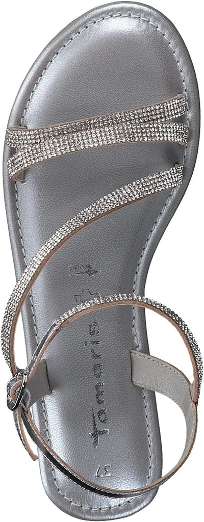 Tamaris Damen Sandaletten, Frauen Sandalen,TOUCHit-Fussbett 38 EU Silber Silver Glam, 38 EU Silber S