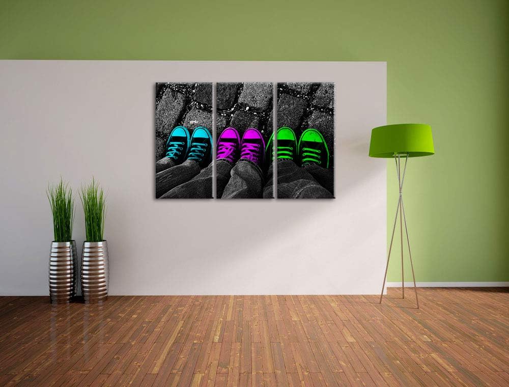 Pixxprint Sportschuhe Modern als Leinwandbild | Grösse: 3 Teilig (120x80) | Wandbild| Kunstdruck | f