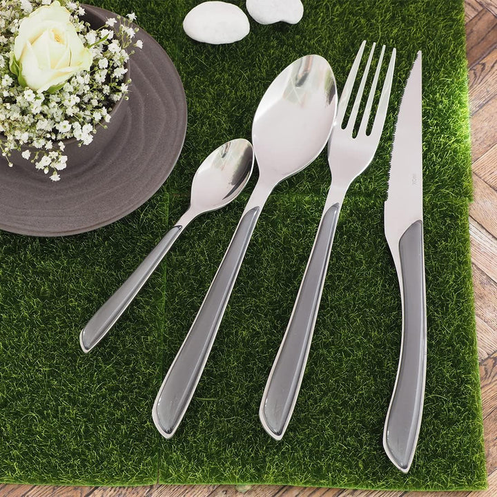 Amefa ECLAT Besteck Set , Grau , Essbesteck 24-teilig , für 6 Personen , Edelstahl rostfrei , Griffe