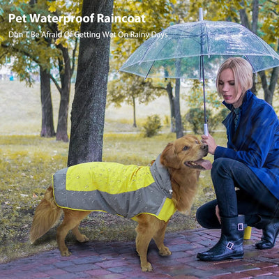 PETCUTE Hunderegenmantel,Wasserdichter Hundemantel mit Kapuze und Reflektierender Streifen,Atmungsak