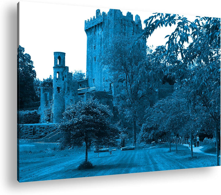 deyoli Blarney Castle in Irland Format 80x60 Effekt: Monocrome Blau als Leinwandbild, Motiv fertig g