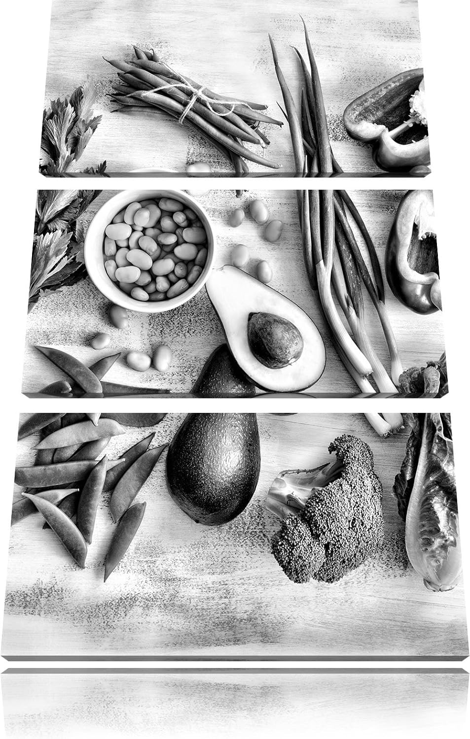 Pixxprint Grüne Gemüse Vielfalt als Leinwandbild/Grösse: 3 Teilig (120x80) cm/Wandbild/Kunstdruck/fe