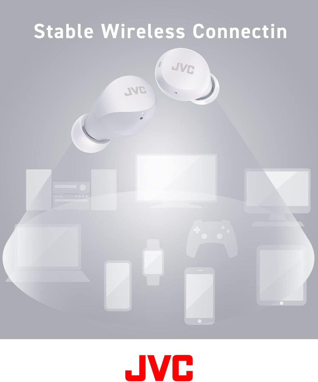 JVC HA-Z66T-W Gumy Mini Wireless Earbuds, klein, Ultraleicht, 3 Sound Modi (Bass/Clear/Normal), Wass